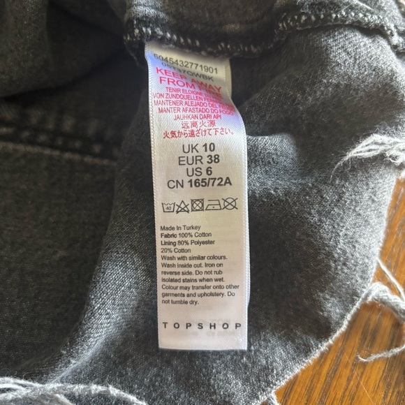 Topshop Women's Black Denim Mini Skirt Raw Hem 100% Cotton Size 6 - Picture 5 of 8